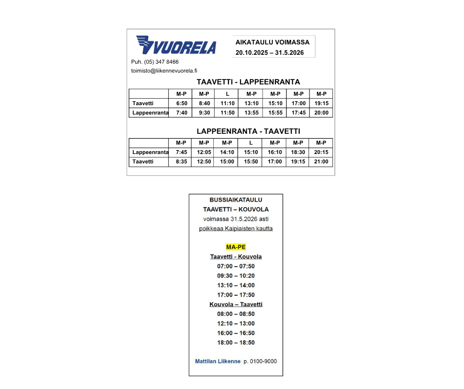 Linja-autojen aikataulut