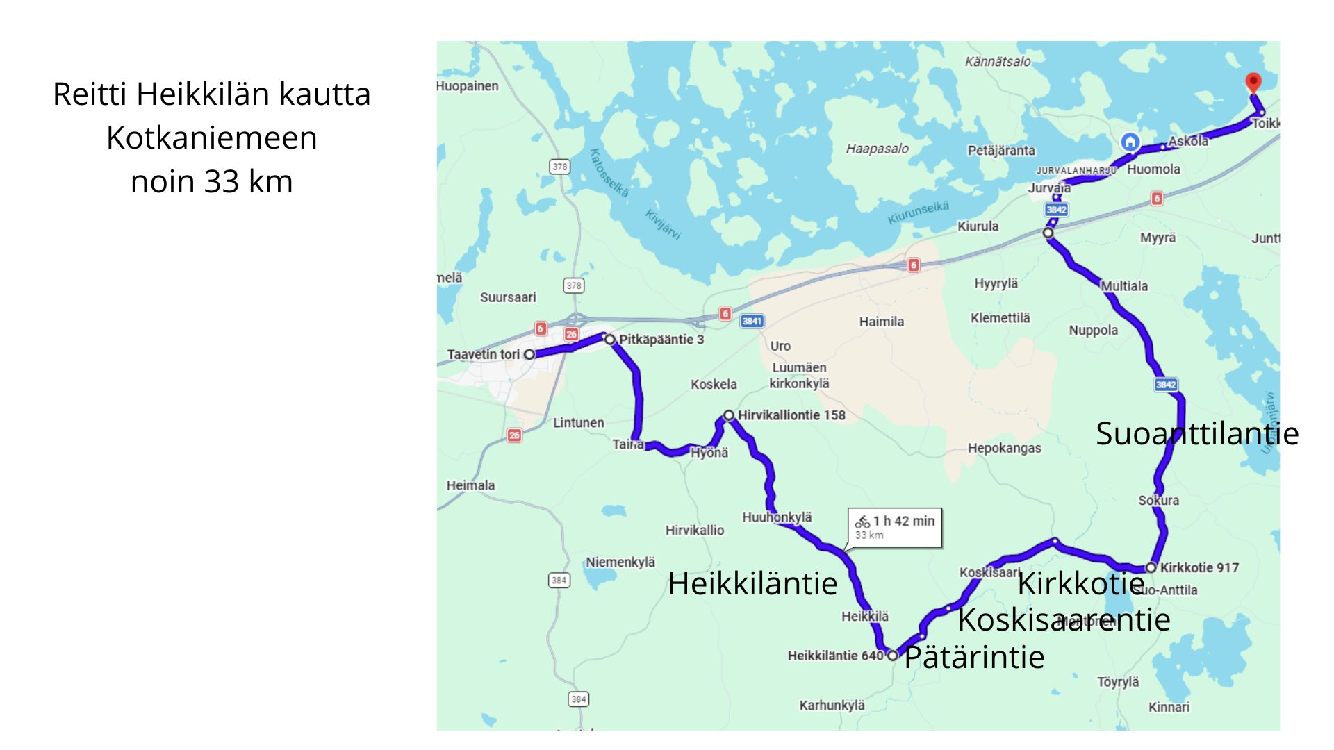 Reitti Taavetista kirkon kautta Kotkaniemeen 2